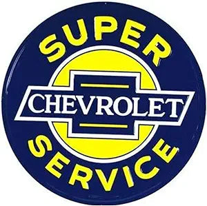 Large Round Sign | Chevy Super Service Sign | 24” Diameter | Embossed Aluminum Sign | Made in the USA