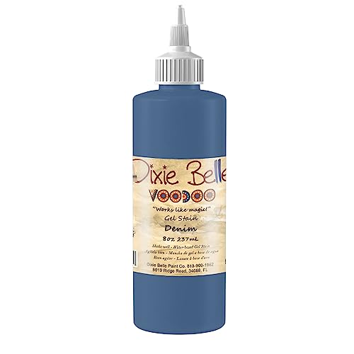 Dixie Belle Voodoo Gel Stain | Denim | Natural Grain Water-Based Stain for Wood Projects | Made in The USA | Wood Grain Enhancer