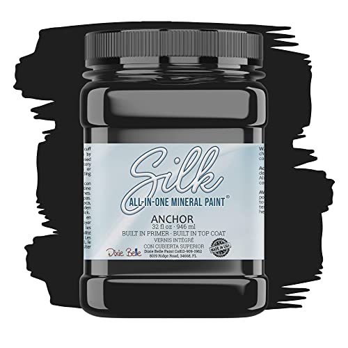 All-in-One Mineral Paint | Dixie Belle Silk | Anchor | Black All-in-One Water Based Primer + Topcoat | Durable Furniture Paint | Low Reflective Finish