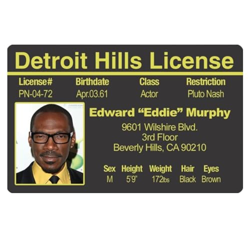 Signs 4 Fun Parody Driver’s License | Eddie Murphy ID | Fake ID Novelty Card | Collectible Trading Card Driver’s License | Novelty Gift for Holidays | Made in the USA