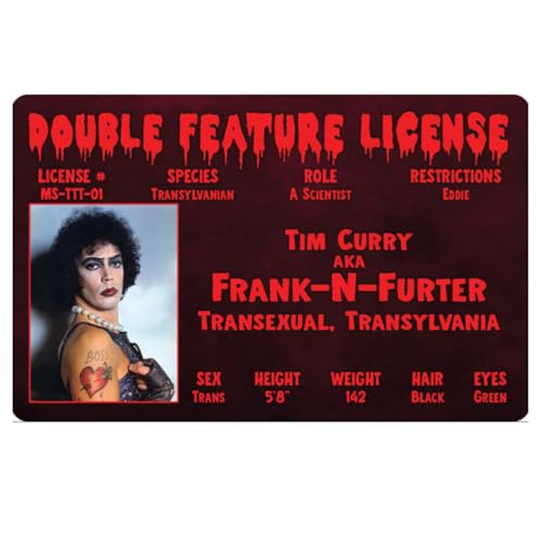 Signs 4 Fun Parody Driver’s License | Dr. Frank-N-Furter ID | Fake ID Novelty Card | Collectible Trading Card Driver’s License | Novelty Gift for Holidays | Made in The USA