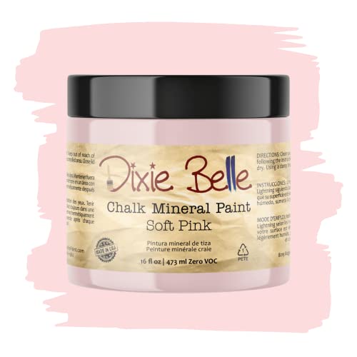 Dixie Belle Paint Company Chalk Finish Furniture Paint | Soft Pink (16 Fl Oz) | Matte Dainty Pink Chic Chalk Mineral Paint | DIY Furniture Paint | Made in the USA