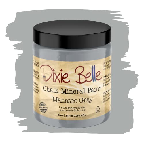 Dixie Belle Paint Company Chalk Finish Furniture Paint | Manatee Gray (8 Fl Oz) | Matte Light Gray Chic Chalk Mineral Paint | DIY Furniture Paint | Made in the USA