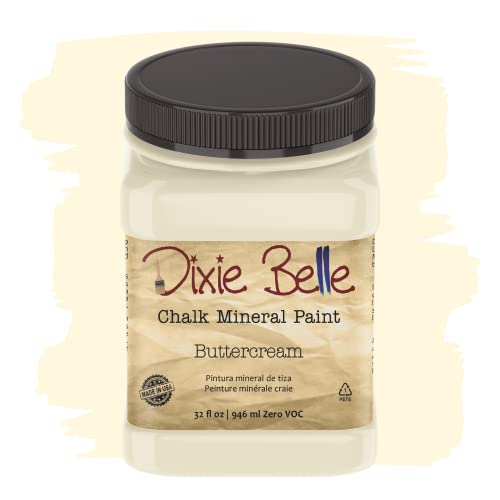 Dixie Belle Paint Company Chalk Finish Furniture Paint | Buttercream (32oz) | Matte Creamy White Chic Chalk Mineral Paint | DIY Furniture Paint | Made in the USA