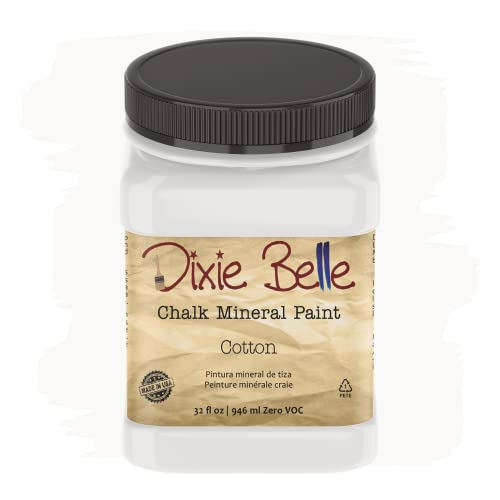 Dixie Belle Paint Company Chalk Finish Furniture Paint | Cotton (32 Fl Oz) | Matte Pure White Chic Chalk Mineral Paint | DIY Furniture Paint | Made in the USA