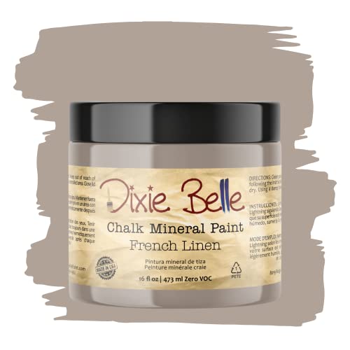 Dixie Belle Paint Company Chalk Finish Furniture Paint | French Linen (16oz) | Matte Light Taupe Chic Chalk Mineral Paint | DIY Furniture Paint | Made in the USA