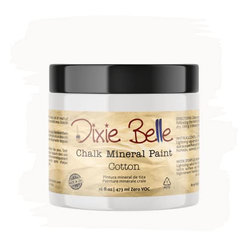 Dixie Belle Paint Company Chalk Finish Furniture Paint | Cotton (16oz) | Matte Pure White Chic Chalk Mineral Paint | DIY Furniture Paint | Made in the USA