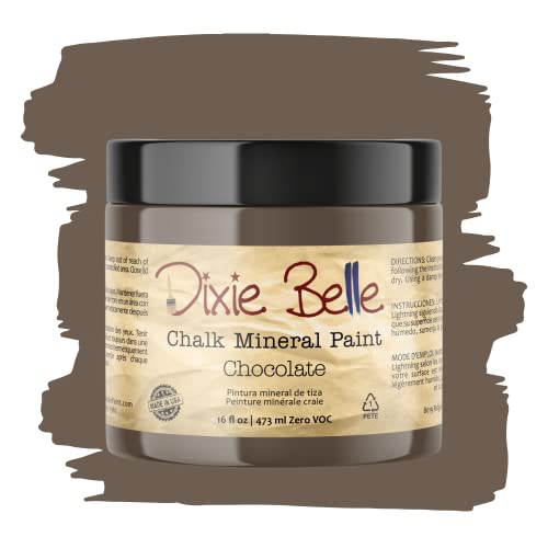 Dixie Belle Paint Company Chalk Finish Furniture Paint | Chocolate (16 Fl Oz) | Matte Creamy Brown Chic Chalk Mineral Paint | DIY Furniture Paint | Made in the USA