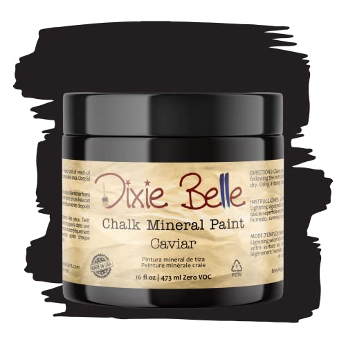 Dixie Belle Paint Company Chalk Finish Furniture Paint | Caviar | Matte Black Chic Chalk Mineral Paint | DIY Furniture Paint | Made in the USA