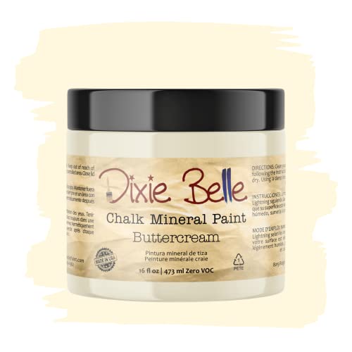 Dixie Belle Paint Company Chalk Finish Furniture Paint | Buttercream (16 Fl Oz) | Matte Creamy White Chic Chalk Mineral Paint | DIY Furniture Paint | Made in the USA