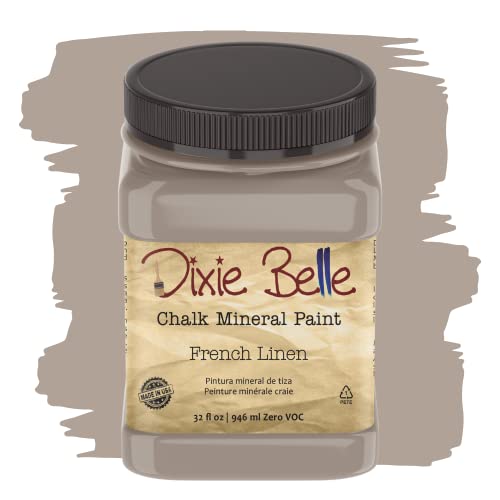 Dixie Belle Paint Company Chalk Finish Furniture Paint | French Linen (16oz) | Matte Light Taupe Chic Chalk Mineral Paint | DIY Furniture Paint | Made in the USA