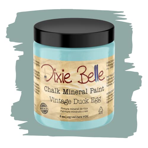 Dixie Belle Paint Company Chalk Finish Furniture Paint | Vintage Duck Egg (8 Fl Oz) | Matte Light Blue Chic Chalk Mineral Paint | DIY Furniture Paint | Made in the USA