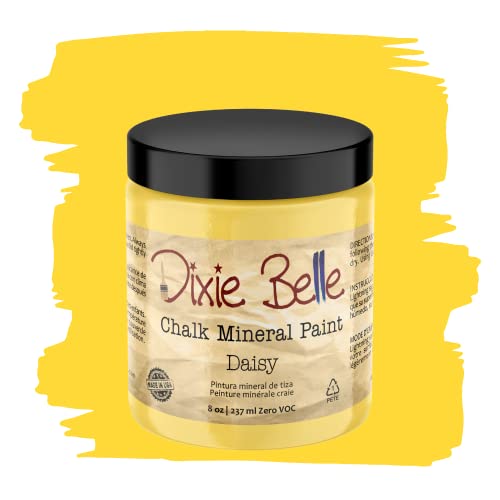 Dixie Belle Paint Company Chalk Finish Furniture Paint | Daisy (8 Fl Oz) | Matte Vibrant Yellow Chic Chalk Mineral Paint | DIY Furniture Paint | Made in the USA