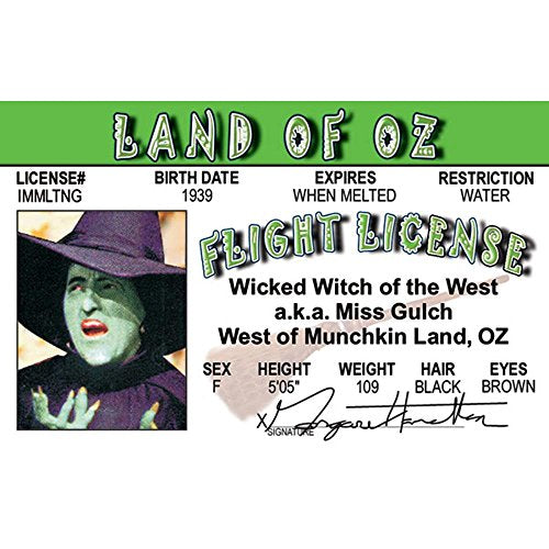 Signs 4 Fun Parody ID | Wicked Witch Driver’s License | Fake ID Novelty Card | Collectible Trading Card Driver’s License | Novelty Gift for Holidays | Made in the USA