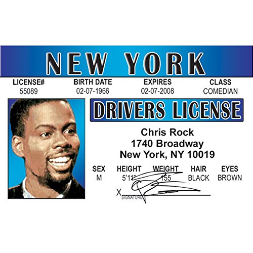 Signs 4 Fun Parody Driver’s License | Chris Rock ID | Fake ID Novelty Card | Collectible Trading Card Driver’s License | Novelty Gift for Holidays | Made in The USA