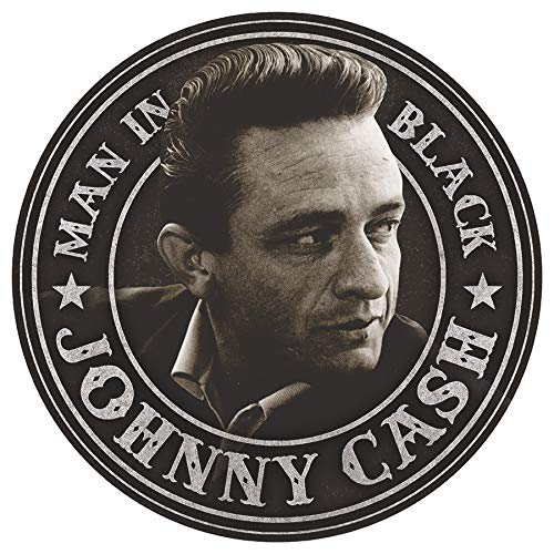 Johnny Cash - Man in Black Round Aluminum Sign with Embossed Edge, 11.75" Diameter