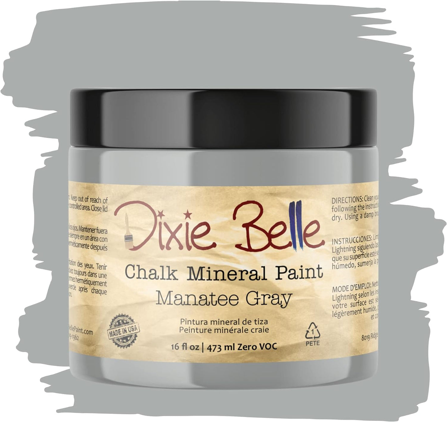 Dixie Belle Paint Company Chalk Finish Furniture Paint | Manatee Gray (16 Fl Oz) | Matte Light Gray Chic Chalk Mineral Paint | DIY Furniture Paint | Made in the USA