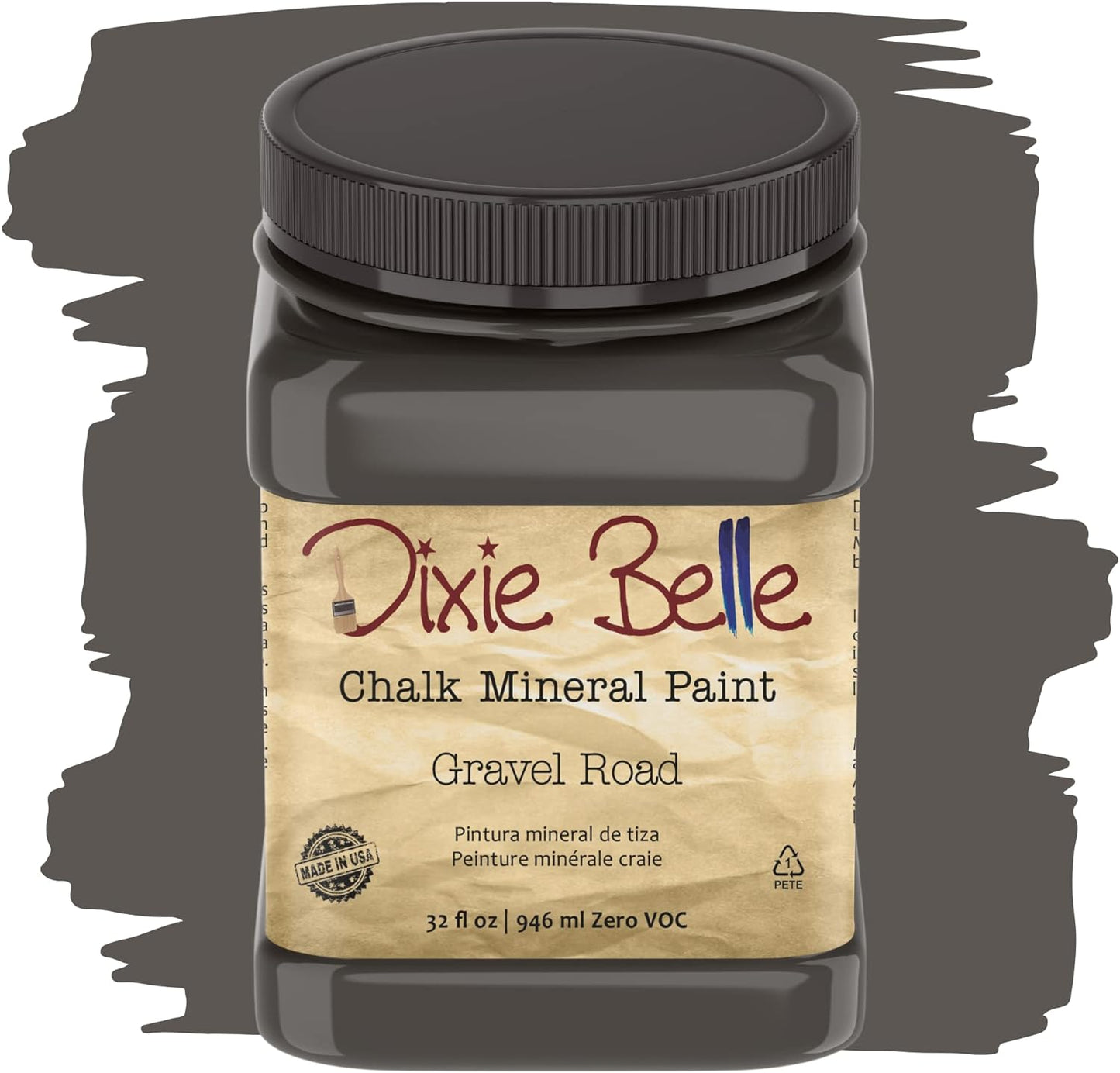 Dixie Belle Paint Company Chalk Finish Furniture Paint | Gravel Road (32 Fl Oz) | Matte Warm Gray Chic Chalk Mineral Paint | DIY Furniture Paint | Made in the USA