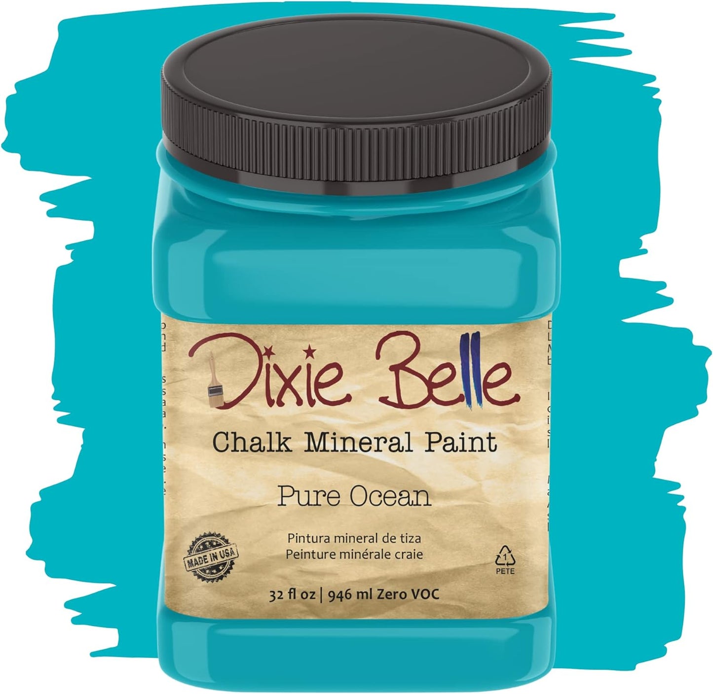 Dixie Belle Paint Company Chalk Finish Furniture Paint | Pure Ocean (32oz) | Matte Bright Teal Chic Chalk Mineral Paint | DIY Furniture Paint | Made in the USA