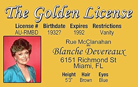 Parody ID | Golden Girls - Blanche ID | Fake ID Novelty Card | Collectible Trading Card Driver’s License | Novelty Gift for Holidays | Made in the USA