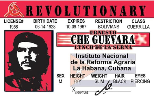 Parody Driver’s License | Che ID | Fake ID Novelty Card | Collectible Trading Card Driver’s License | Novelty Gift for Holidays | Made in The USA