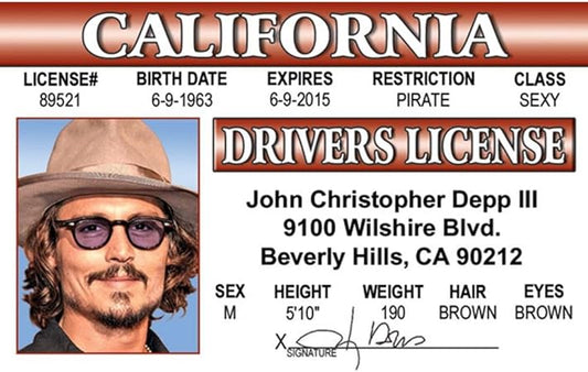 Parody ID | Depp Driver’s License | Fake ID Novelty Card | Collectible Trading Card Driver’s License | Novelty Gift for Holidays | Made in The USA