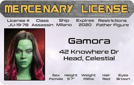 Signs 4 Fun Parody Driver’s License | Gamora ID | Fake ID Novelty Card | Collectible Trading Card Driver’s License | Novelty Gift for Holidays | Made in The USA