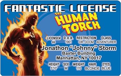 Parody Driver’s License | The Human Torch ID | Fake ID Novelty Card | Collectible Trading Card Driver’s License | Novelty Gift for Holidays | Made in the USA