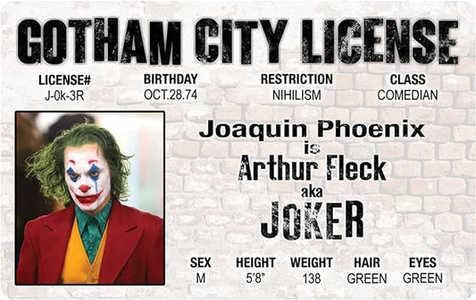 Signs 4 Fun Parody Driver’s License | Joaquin Phoenix Joker ID | Fake ID Novelty Card | Collectible Trading Card Driver’s License | Novelty Gift for Holidays | Made in The USA