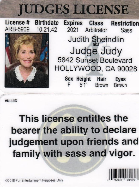 Signs 4 Fun Parody ID | Judge Judy ID | Fake ID Novelty Magnet | Collectible Trading Card Driver’s License | Novelty Gift for Holidays | Made in the USA