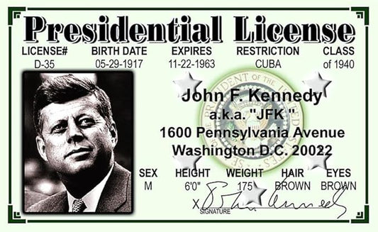 Signs 4 Fun Parody ID | Kennedy Driver’s License | Fake ID Novelty Card | Collectible Trading Card Driver’s License | Novelty Gift for Holidays | Made in The USA