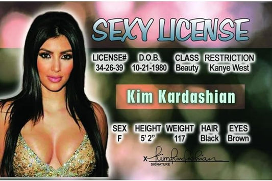 Signs 4 Fun Parody ID | Kim Kardashian Driver’s License | Fake ID Novelty Card | Collectible Trading Card Driver’s License | Novelty Gift for Holidays | Made in The USA