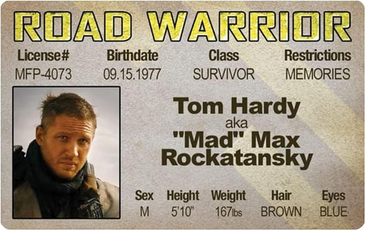 Signs 4 Fun Parody Driver’s License | Mad Max - Tom Hardy ID | Fake ID Novelty Card | Collectible Trading Card Driver’s License | Novelty Gift for Holidays | Made in The USA