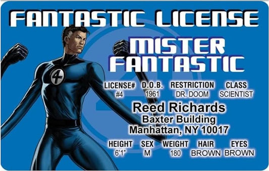 Parody Driver’s License | Mister Fantastic ID | Fake ID Novelty Card | Collectible Trading Card Driver’s License | Novelty Gift for Holidays | Made in The USA