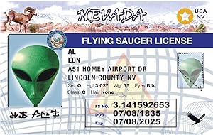 Parody ID | Nevada Alien ID | Fake ID Novelty Card | Collectible Trading Card Driver’s License | Novelty Gift for Holidays | Made in the USA