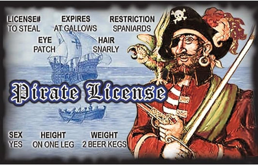 Signs 4 Fun Parody ID | Pirate Driver’s License | Fake ID Novelty Card | Collectible Trading Card Driver’s License | Novelty Gift for Holidays | Made in The USA