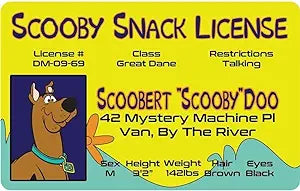 Parody Driver’s License | Scooby ID | Fake ID Novelty Card | Collectible Trading Card Driver’s License | Novelty Gift for Holidays | Made in The USA