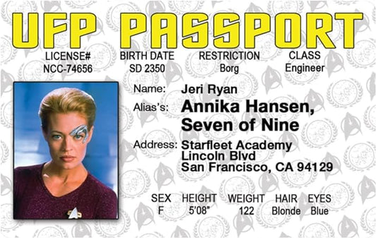 Parody Driver’s License | Seven of Nine ID | Fake ID Novelty Card | Collectible Trading Card Driver’s License | Novelty Gift for Holidays | Made in The USA