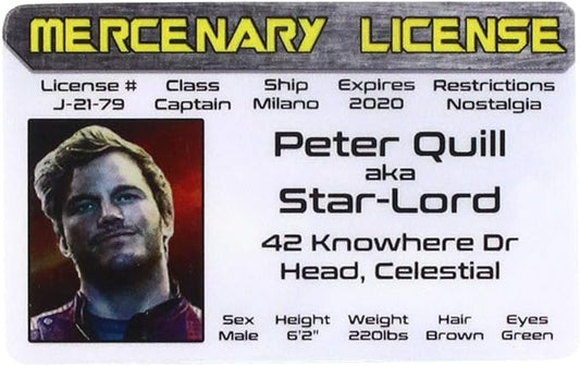 Signs 4 Fun Parody Driver’s License | Peter Quill - Star Lord ID | Fake ID Novelty Card | Collectible Trading Card Driver’s License | Novelty Gift for Holidays | Made in The USA