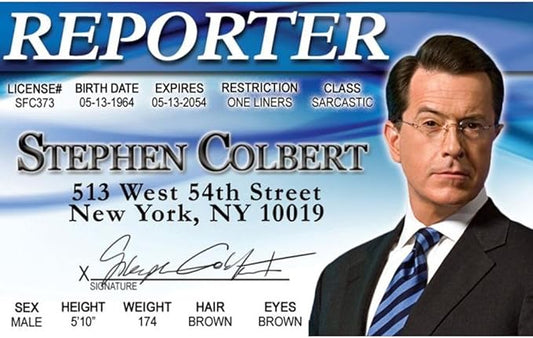 Signs 4 Fun Parody ID | Stephen Colbert Driver’s License | Fake ID Novelty Card | Collectible Trading Card Driver’s License | Novelty Gift for Holidays | Made in The USA