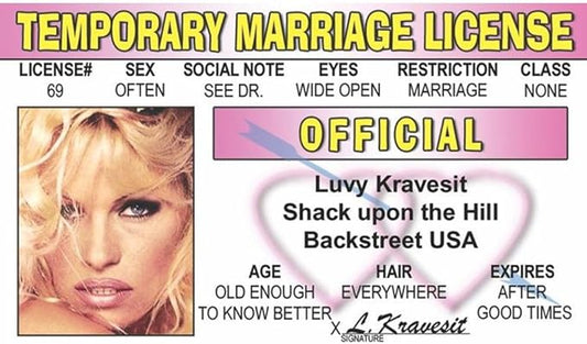 Signs 4 Fun Parody Driver’s License | Temp Marriage ID | Fake ID Novelty Card | Collectible Trading Card Driver’s License | Novelty Gift for Holidays | Made in The USA