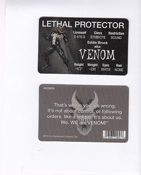 Parody ID | Venom ID | Fake ID Novelty Card | Collectible Trading Card Driver’s License | Novelty Gift for Holidays | Made in the USA