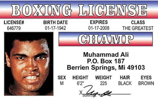 Parody Driver’s License | Ali ID | Fake ID Novelty Card | Collectible Trading Card Driver’s License | Novelty Gift for Holidays | Made in The USA