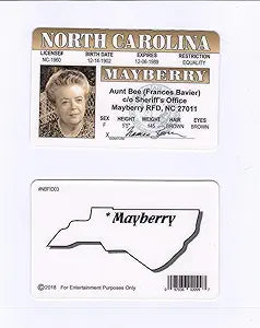 Parody ID | Aunt Bee ID | Fake ID Novelty Card | Collectible Trading Card Driver’s License | Novelty Gift for Holidays | Made in The USA