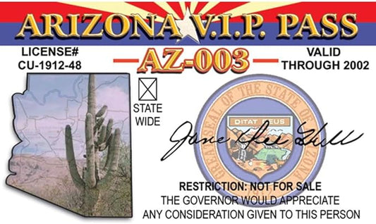 Parody Driver’s License | AZ VIP Pass ID | Fake ID Novelty Card | Collectible Trading Card Driver’s License | Novelty Gift for Holidays | Made in The USA