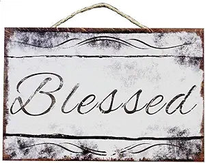 WS35002 Blessed Wood Sign, Brown