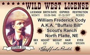 Parody Driver’s License | Buffalo Bill ID | Fake ID Novelty Card | Collectible Trading Card Driver’s License | Novelty Gift for Holidays | Made in The USA