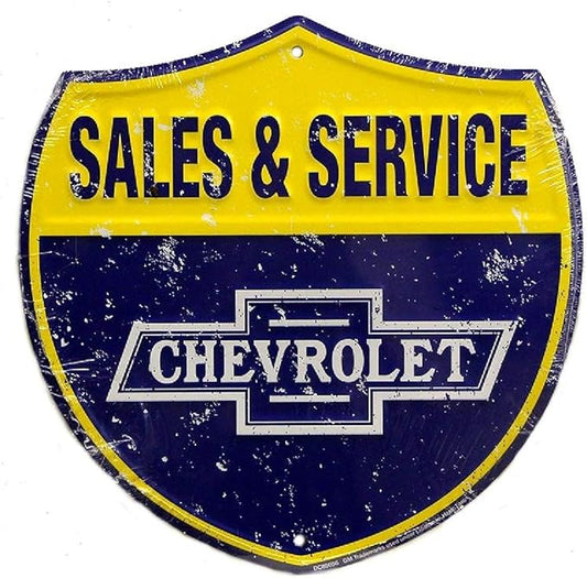 SYRD128 Chevy Sales & Service 24 inch Die Cut Sign, Blue