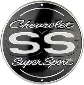 SC60131 Chevy Super Sport 24 Inch Round Sign, Black