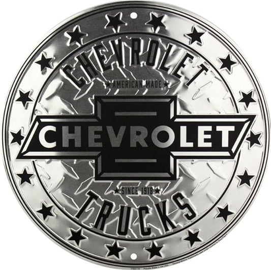 Large Round Sign | Chevy Trucks Sign | 24” Diameter | Embossed Aluminum Sign | Made in the USA